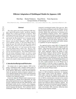 Efficient Adaptation of Multilingual Models for Japanese ASR