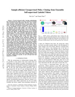 Sample-efficient Unsupervised Policy Cloning from Ensemble Self-supervised Labeled Videos