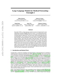 Large Language Models for Medical Forecasting -- Foresight 2