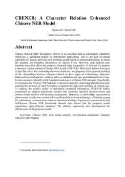 CRENER: A Character Relation Enhanced Chinese NER Model