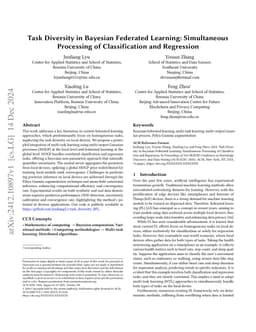 Task Diversity in Bayesian Federated Learning: Simultaneous Processing
  of Classification and Regression