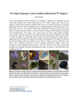 Do large language vision models understand 3D shapes?