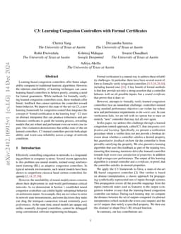 C3: Learning Congestion Controllers with Formal Certificates
