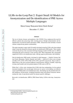 LLMs-in-the-Loop Part 2: Expert Small AI Models for Anonymization and
  De-identification of PHI Across Multiple Languages