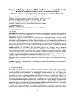 Biological and Radiological Dictionary of Radiomics Features: Addressing
  Understandable AI Issues in Personalized Prostate Cancer; Dictionary Version
  PM1.0