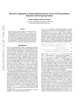 Recursive Aggregates as Intensional Functions in Answer Set Programming:
  Semantics and Strong Equivalence