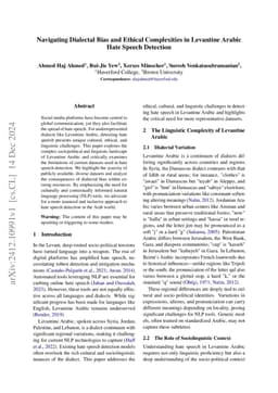 Navigating Dialectal Bias and Ethical Complexities in Levantine Arabic
  Hate Speech Detection