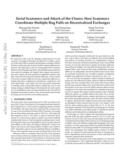 Serial Scammers and Attack of the Clones: How Scammers Coordinate Multiple Rug Pulls on Decentralized Exchanges