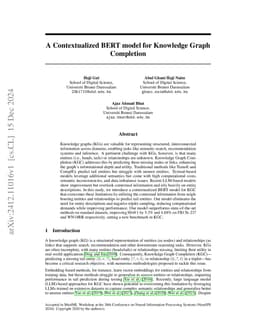 A Contextualized BERT model for Knowledge Graph Completion