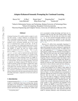 Adapter-Enhanced Semantic Prompting for Continual Learning