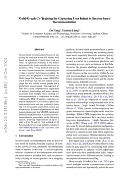 Multi-Graph Co-Training for Capturing User Intent in Session-based
  Recommendation