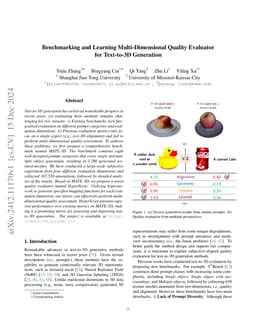Benchmarking and Learning Multi-Dimensional Quality Evaluator for
  Text-to-3D Generation