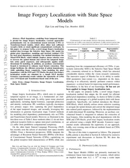 Image Forgery Localization with State Space Models