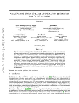 An Empirical Study of Fault Localisation Techniques for Deep Learning