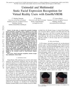 Unimodal and Multimodal Static Facial Expression Recognition for Virtual
  Reality Users with EmoHeVRDB