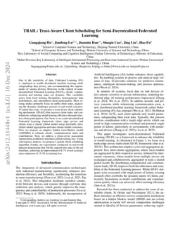 TRAIL: Trust-Aware Client Scheduling for Semi-Decentralized Federated
  Learning