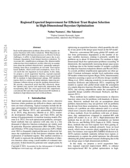 Regional Expected Improvement for Efficient Trust Region Selection in
  High-Dimensional Bayesian Optimization