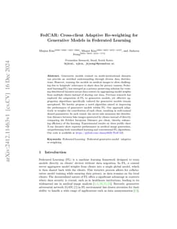 FedCAR: Cross-client Adaptive Re-weighting for Generative Models in
  Federated Learning