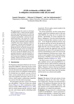 AUEB-Archimedes at RIRAG-2025: Is obligation concatenation really all
  you need?