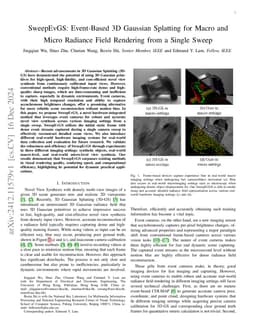 SweepEvGS: Event-Based 3D Gaussian Splatting for Macro and Micro
  Radiance Field Rendering from a Single Sweep