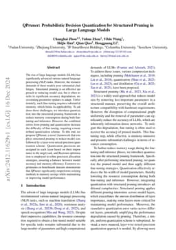 QPruner: Probabilistic Decision Quantization for Structured Pruning in
  Large Language Models