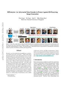 IDProtector: An Adversarial Noise Encoder to Protect Against ID-Preserving Image Generation