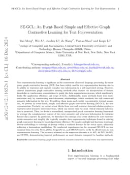 SE-GCL: An Event-Based Simple and Effective Graph Contrastive Learning
  for Text Representation