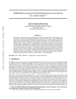 LMM-Regularized CLIP Embeddings for Image Classification
