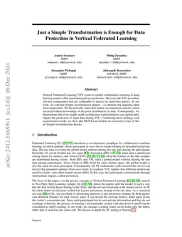 Just a Simple Transformation is Enough for Data Protection in Vertical
  Federated Learning