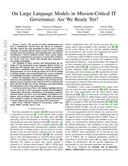 On Large Language Models in Mission-Critical IT Governance: Are We Ready Yet?