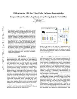 CSR:Achieving 1 Bit Key-Value Cache via Sparse Representation
