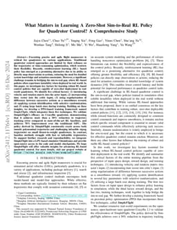 What Matters in Learning A Zero-Shot Sim-to-Real RL Policy for Quadrotor
  Control? A Comprehensive Study