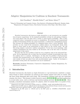 Adaptive Manipulation for Coalitions in Knockout Tournaments