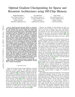 Optimal Gradient Checkpointing for Sparse and Recurrent Architectures
  using Off-Chip Memory
