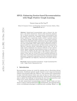 SPGL: Enhancing Session-based Recommendation with Single Positive Graph
  Learning