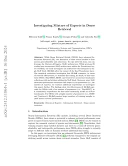Investigating Mixture of Experts in Dense Retrieval