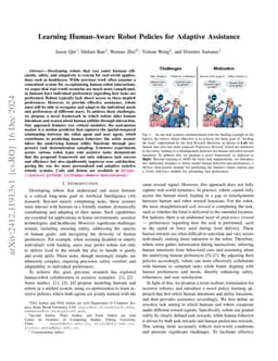 Learning Human-Aware Robot Policies for Adaptive Assistance