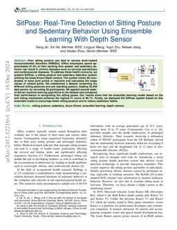 SitPose: Real-Time Detection of Sitting Posture and Sedentary Behavior
  Using Ensemble Learning With Depth Sensor