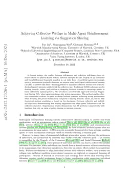 Achieving Collective Welfare in Multi-Agent Reinforcement Learning via
  Suggestion Sharing