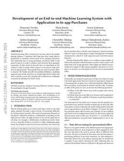 Development of an End-to-end Machine Learning System with Application to
  In-app Purchases