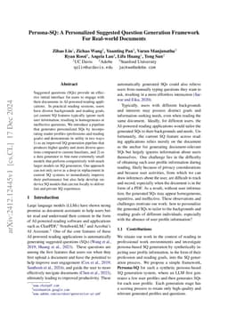 Persona-SQ: A Personalized Suggested Question Generation Framework For
  Real-world Documents