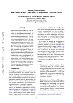 Beyond Data Quantity: Key Factors Driving Performance in Multilingual
  Language Models