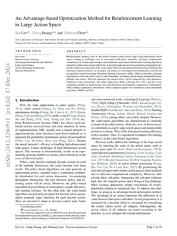 An Advantage-based Optimization Method for Reinforcement Learning in
  Large Action Space