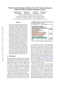 What External Knowledge is Preferred by LLMs? Characterizing and
  Exploring Chain of Evidence in Imperfect Context