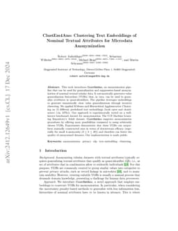 ClustEm4Ano: Clustering Text Embeddings of Nominal Textual Attributes
  for Microdata Anonymization