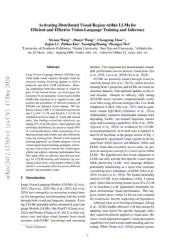 Activating Distributed Visual Region within LLMs for Efficient and Effective Vision-Language Training and Inference