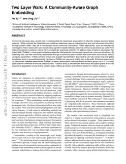 Two Layer Walk: A Community-Aware Graph Embedding