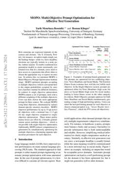 MOPO: Multi-Objective Prompt Optimization for Affective Text Generation