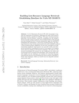 Enabling Low-Resource Language Retrieval: Establishing Baselines for Urdu MS MARCO