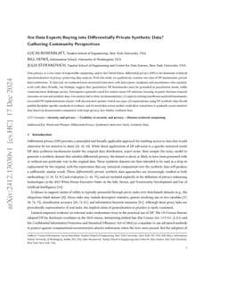 Are Data Experts Buying into Differentially Private Synthetic Data?
  Gathering Community Perspectives